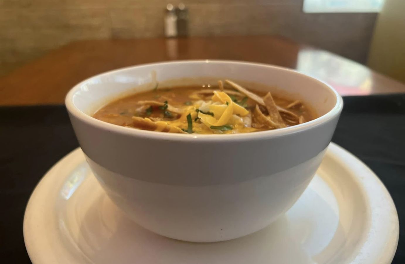 Closeup of a bowl of soup